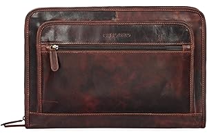 STILORD 'Maximilian' Bolsa de Portátil 13,3' Portadocumentos Portafolios o Maletín de Cuero Carpeta Conferencia de Trabajo o Negocios para Mujer y Hombre, Color:Kara - marrón