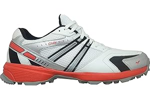 Sega Glide V3 Red, White & Silver Cricket Shoes, Men's Premium Cricket Shoes Rubber Studs | Optimal Traction | Comfortable Fit | Shock Absorption |Durability | Breathability | Best Price Deal in UK