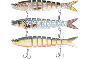 CHENEVER 3 Pezzi Esche Artificiali, Multi-snodo Esca di Simulazione, Esca Finta, Esche Galleggianti da Pesca, Esca di Pesce con Ganci, per Pesci Predatori (Con Scatola di Plastica)