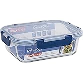 Décor Deluxe Clips Glass Food Storage Container | Leakproof Lid with Deluxe Clips | Dishwasher, Freezer & Microwave Safe - 1L