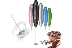 Bonsenkitchen Electric Milk Frother, Automatic Milk Foam Maker for Coffee, Matcha, Mini Stainless Steel Whisk, Mixer, Blender, MF8710 (Black)