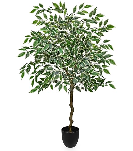 Fopamtri Plante Artificielle 120cm Arbre Ficus Avec Tronc Bois Naturel - Fausse Plante Intérieur Salon Bureau