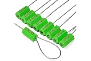 Lzbignun 50pcs Pull-Tite Steel Wire Cable Seals Anti-Tamper Security Tags Numbered Security Wire Seals Security Cable Ties Self-Locking Trailer Seals (Green)