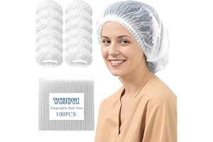 YUJUVI Einweg Haarnetze Haarnetz küche 100 Stück Einweghauben mit elastischem Band Vlies-Kopfhauben mit Gummiband, Latexfrei, für Hygienebereiche