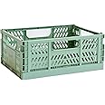 3 Sprouts Plastic Storage Crate, Toy Storage, Foldable Storage Box, Plastic Storage Box - Medium - Green