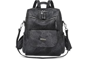 KYSUN Mochila Impermeable de Cuero para Mujer, Bolso Antirrobo Escolar Moda, Retro Casual Backpack, Monedero de Viaje Gran Capacidad Unisex