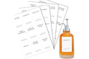 cdxhome Lot de 84 étiquettes de sirop de café pour caramel, vanille, chocolat, autocollants imperméables pour bouteille de sirop de café, distributeur d'accessoires (blanc)