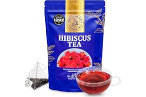 JOHN'S CEYLON TEA CO Premium Hibiscus Tea Bags - | Exquisite Floral Infusion | Vitamin-C Rich & Refreshing | Caffeine Free | Dried PURE Hibiscus Herbal Tea 25 Pyramid Bags | Hot or Iced Tea.