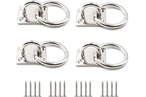 COHENTBLISS Placa de Pared de Acero Inoxidable Marino Anclaje Pared Anclaje Techo Placa de Ojo de Hamaca Ganchos de Acero Inoxidable Placas de Ojo de Almohadilla Gancho de Techo de Acero Inoxidable Kit 4 Piezas