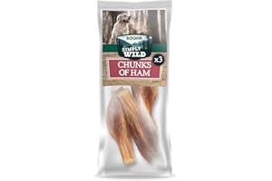 Bogar - Simply Wild - Chuches para Perros - Comida Perros como Complemento de la Alimentación Habitual - Pack de 3 Trozos de Jamón - 100% Cerdo Seco - Snack Natural para la Masticación