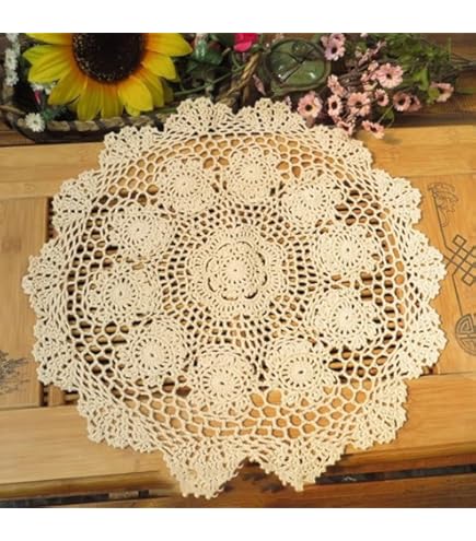 Gehaakte placemats, 4 stuks, rond, 24 cm, handgemaakte