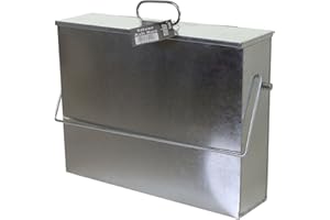 Srendi® GALVANISED Metal HOT ASH Box Carrier Silver Fireplace Bucket BIN Container