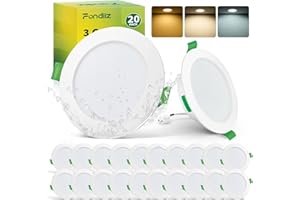 Fondiiz Lot de 20 Spot LED Encastrable 68mm, 5W 220V Spots de Plafond Encastre Blanc Chaud 2700K Blanc Neutre 4000K Blanc Froid 6000K Réglable, IP44 Spot Salle de Bain LED pour Salon Cuisine, Rond