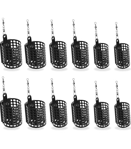 10Pcs Support Cage D'Appât Acier Inoxydable Mangeoire De Pêche À Ressort Avec Perle Pendentif(L