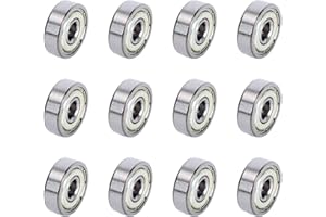 Ruimou 12 rodamientos de bolas de ranura profunda 625ZZ (5 mm x 16 mm x 5 mm) para monopatín, impresora 3D, piezas de transmisión mecánica DIY