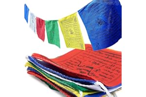 SEMINISMAR Bandiera della preghiera,Bandiere con preghiere tibetane,Bandiere di preghiera buddista tibetana,Bandierine tibetane,per altari buddisti,sale di meditazione,decorazione esterna,20 lati,5 metri