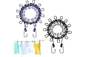 HEEDPEIUR 2 Stk Wäscheleine Tragbare Reisewäscheleine Ausziehbar Camping Wäscheleinen Reise Gadgets-Wäscheleine Leicht mit 12*Klammern& 13*Positionierung Kugel Wäscheleine für Camping,Reisen,Wohnmobil(1.5-3.6m)