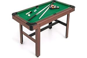 FCOUMY 4FT Pool Table, Wooden Billiard Table with 16 Balls, 2 Cues, 2 Chalks, Triangle Rack & Brush,Snooker Table Set for Kids Adults