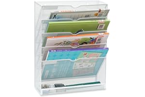 TQVAI Porte-documents mural à 6 étages en maille filet pour documents A4 Blanc