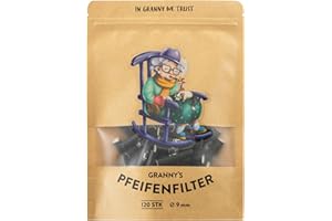 GRANNY'S WEED Granny's Exclusive Aktivkohlefilter | Ø 9 mm Filtertips | 120 Stück in Schwarz | Pfeifenfilter für Selbstdreher | Aus veganer Kokosaktivkohle | Für alle handelsüblichen Pfeifen geeignet