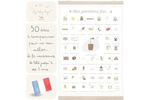 My Baby Days | Affiche Mes Premières Fois à Tamponner 'Bébé Pousse' | Cadeau de naissance bébé fille ou garçon | jeune maman femme enceinte | carte étapes | Tableau à personnaliser (Affiche seule A3)