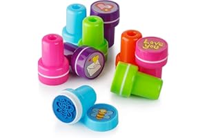 PLAYMAGS Moore: PREMIUM 26 piezas Auto entintado Flor Estampadores de plástico, sellos de tinta de naturaleza brillante multi color, artesanía de bricolaje para niños, regalos de fiesta, sellos de maestros