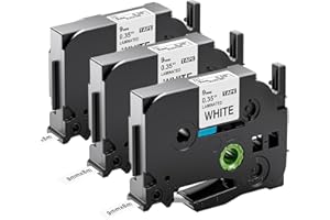 3x Upwinning TZe-221 TZe221 Ruban 9mm Compatible pour Brother P-touch Ruban 9 mm Noir sur Blanc, Recharge Tze Ruban 9mm 0.35 Compatible avec Etiqueteuse Brother Ptouch 1000 1005 H100R E110 H105 H100LB