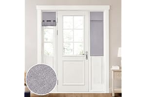 HOMEIDEAS 100% Linen Blackout Sidelight Curtains for Front Door, Side Door Window Curtains, Door Shades for Small Window, Thermal Insulated Door Covering, (1 Panel, W12 X L40, Light Grey)