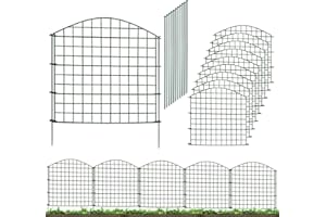 SHSYUE Decorative Garden Fence 78cm H x 78cm W (10 Panels+11 Poles, Total Length 3.9m) Metal Pond Fence No Dig,Dog Animal Barrier,Heavy-Duty Temporary Fencing,Outdoor Pool Border for Flower Bed, Yard