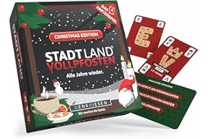 DENKRIESEN Stadt Land Vollpfosten Das Kartenspiel - Christmas Edition | ab 8 Jahren, 3-6 Spieler | 150 Kategorien | Stadt Land Fluss Weihnachtsversion | Wichtelgeschenk | Weihnachtsspiele