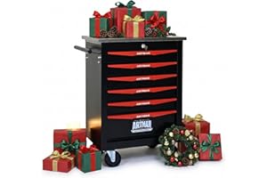 ELIHGTBY Werkzeugwagen leer mit 6 Schubladen Werkstattwagen als Mobile Werkbank mit Rollen Schwerlast zentral abschließbar Werkzeugschrank für Garage & Werkstatt Workshop Trolley Schwarz & Rot