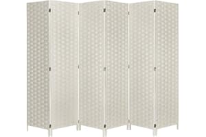 SaleemExpress Room Divider Screen Privacy Panel - Folding Paravent 6 Panel Divider Screen - Partition Wall Panel Privacy Furniture - White