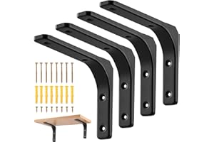 HonQiShiMY 4 Pezzi Staffe a L per Mensole Pesanti, Staffa Angolare Reggimensola da Muro,200x150mm Supporto per Mensole angolo retto 8 pollici, Adatto a Garage Bagni Cucine Soggiorno