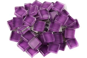 ANKTILY 200g Piastrelle Mosaico, Tessere Mosaico Vetro, Quadrata Pezzi di Vetro,Tessere per Mosaico Piastrelle Assortite per Fornitura di Artigianato,Decorazioni,1x1cm(Viola)