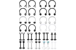 AceFun 16G Piercing Cartilagine Trago Elica Orecchini Acciaio Chirurgico e Acrilico Trasparente Piercing Labbro Naso Retainers Argento Oro Rosa Piercing Gioielli per Donna Uomo