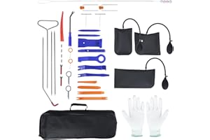 lesolar 33pcs Breakdown Long Reach Kit, Car Emergency Tool Kit, Car Trim Removal Tool Kit for Vehicles, Including Long Reach Grabber, Air Wedge Bag, Carry Bag for Cars Truck
