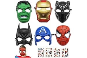 Hendpock Superhero Maske Party Kinder 6 Masken Cosplay Party Masken Dress Up Augenmasken Kinder Cosplay Thema Geburtstage für Mädchen Jungen Gastgeschenke Erwachsene Party Maskerade Halloween