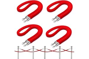 XINLTC 4 Pièc 1.5m Corde de Barrière | Corde pour Système de Guidage avec Argent Crochets | Cordon Séparation pour Poteaux de Guidage | pour Hôtel, Cinema, Publics Contrôle des Foules