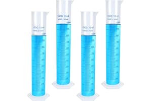 Akamino 4 Packs 1000ml Plastic Graduated Cylinder,Transparent Measuring Cylinder Set with Pour Spout, 2-Sided Making Plastic Lab Test Tube for Science Projects, Laboratory Supplies