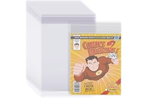 Kosiz 200 Count Comic Book Bags, Clear Polypropylene (PP) Sleeves, Size 12.6 x 8.07 Inch, Comics, 200 Pieces
