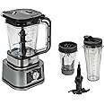 Ninja Foodi Power Nutri Blender 3-in-1, Mixes Smoothie Bowls, Thick Spreads and Iced Drinks, Automatic Programs, 2.1L, 700ml & 400ml, 1200W, Silver CB350EU