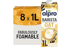 Alpro Barista Oat Drink - Plant-Based Long Life Dairy Free & Lactose Free - Great for Coffee Foam - 1L (Pack of 8)