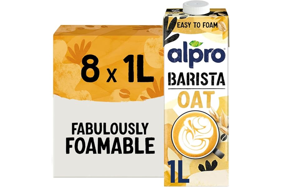Alpro Barista Oat Drink - Plant-Based Long Life Dairy Free & Lactose Free - Great for Coffee Foam - 1L (Pack of 8)