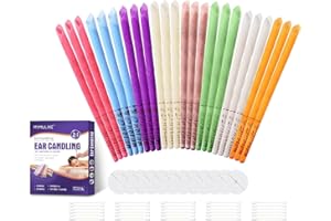 MYMULIKE Ear Wax Removal, Ear Cleaner All Natural Beeswax Canding Cones Ear Wax Remover Candles 100% Non-Toxic Cylinders Fragrance Hollow Cone Candles with 8 Colours+12 Protective Disks