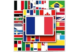 BRIC DODO Pegatinas de bandera nacional,105 Piezas Impermeable Vinilo Pegatinas para Monopatín Ordenador Portátil Equipaje Moto Bicicleta Guitarra Botellas de Agua Casco,Pegatinas para Adultos,niños y niñas