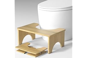WYEWYE Folding Bamboo Squatting Potty for Adult Toilet Stool, 7 Inch Non-Slip Toilet Poo Stool Adult, Kids Aid and Seniors, Portable and Space-Saving, Bathroom Step Stool