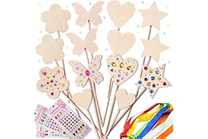 WUBOMJIO Make Your Own Magic Wand for Kids, Princess Fairy Wand DIY Crafts Angel Sticks - Princess Birthday Party Costume Accessories Supplies (14 Pcs)