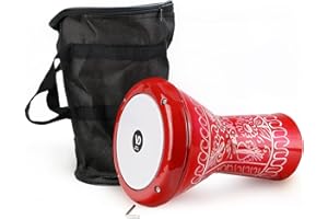 VD VATAN Darbuka - Tambor de percusión para niños orientales (aluminio fundido, grabado a mano), color rojo