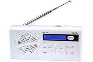 Xoro Dab 100 Portable Dab +/Radio FM Antenne télescopique 10 émetteur de Stockage, réveil, écran LCD, métal (Blanc)