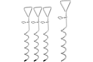 12 x Spiralhering, Erdanker für Zelte & Trampoline, Stahl, Anlegepflock für Hunde, Bodenanker, 42 cm lang, Silber